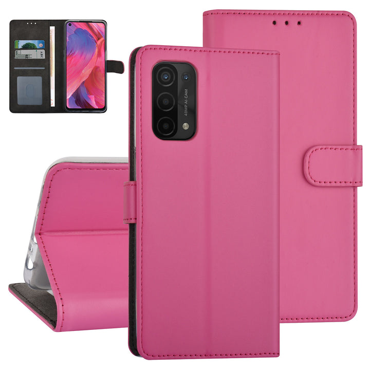 Felroze hoesje voor Oppo A54 5G & Oppo A74 5G - Book Case - Pasjeshouder - Magneetsluiting-Hoesjes-Ilumina Benelux