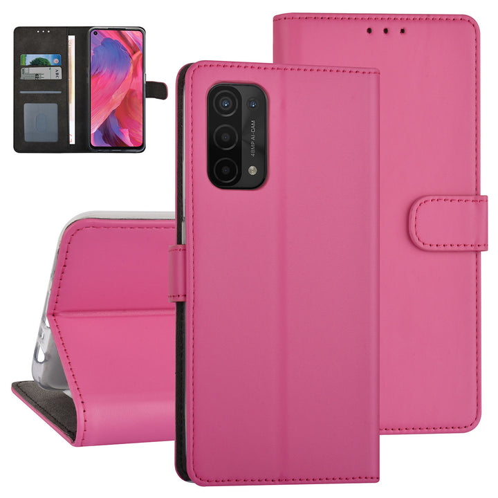 Felroze hoesje voor Oppo A74 5G & Oppo A54 5G - Book Case - Pasjeshouder - Magneetsluiting-Hoesjes-Ilumina Benelux
