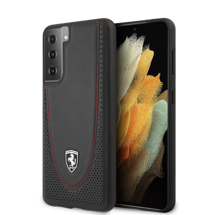 Ferrari Samsung Galaxy S21 Plus Zwart Backcover hoesje - Off Track Stitch Line-Hoesjes-Ilumina Benelux
