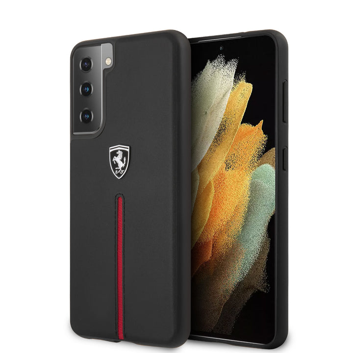 Ferrari Samsung Galaxy S21 Plus Zwart Backcover hoesje - Off Track Stripe-Hoesjes-Ilumina Benelux