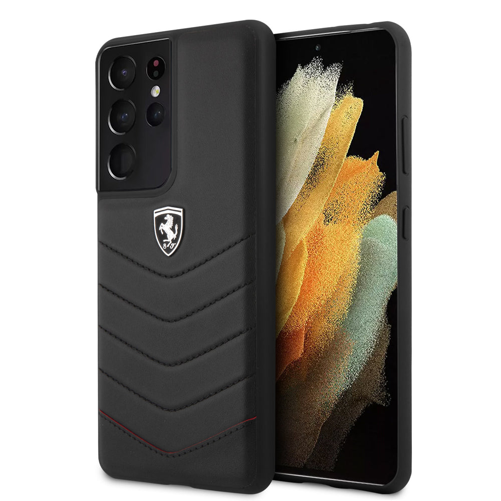 Ferrari Samsung Galaxy S21 Ultra Zwart Backcover hoesje - Off Track Quilted-Hoesjes-Ilumina Benelux