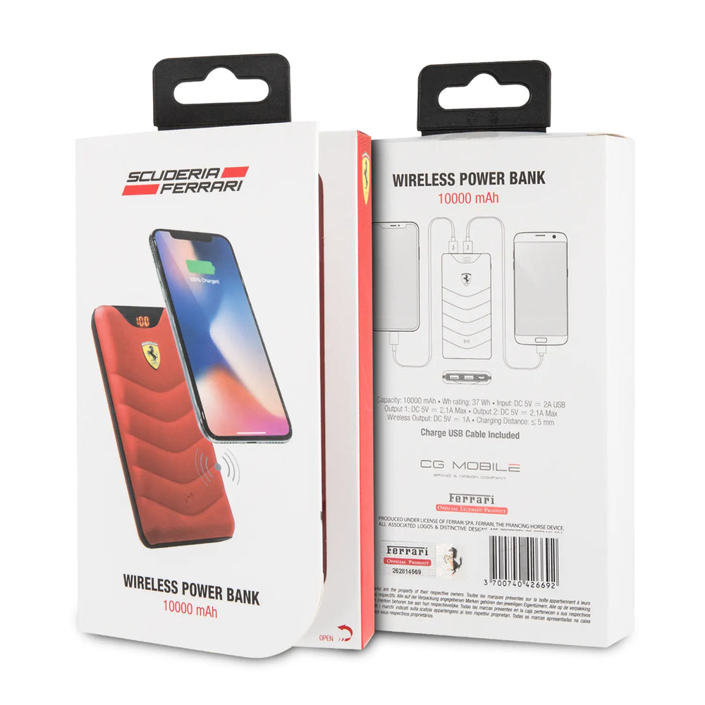 Ferrari draadloze powerbank van 10000 mAH - rood-Powerbank-Ilumina Benelux