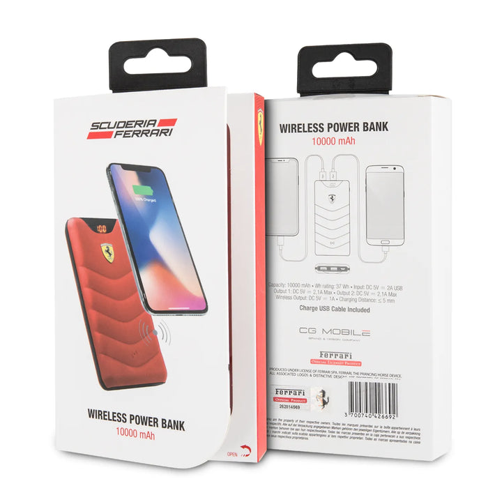 Ferrari draadloze powerbank van 10000 mAH - rood-Powerbank-Ilumina Benelux