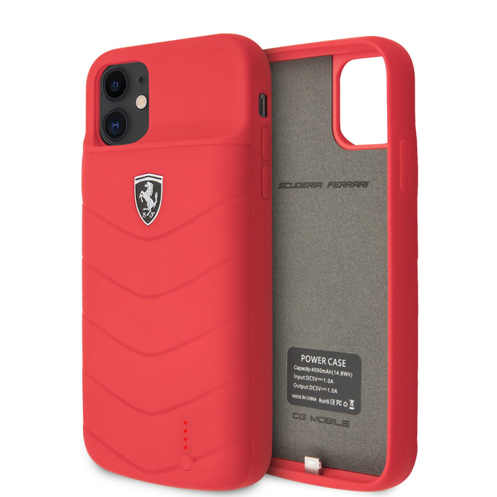 Ferrari iPhone 11 Pro Max full cover power case lichtgewicht - Rood-Powerbank-Ilumina Benelux