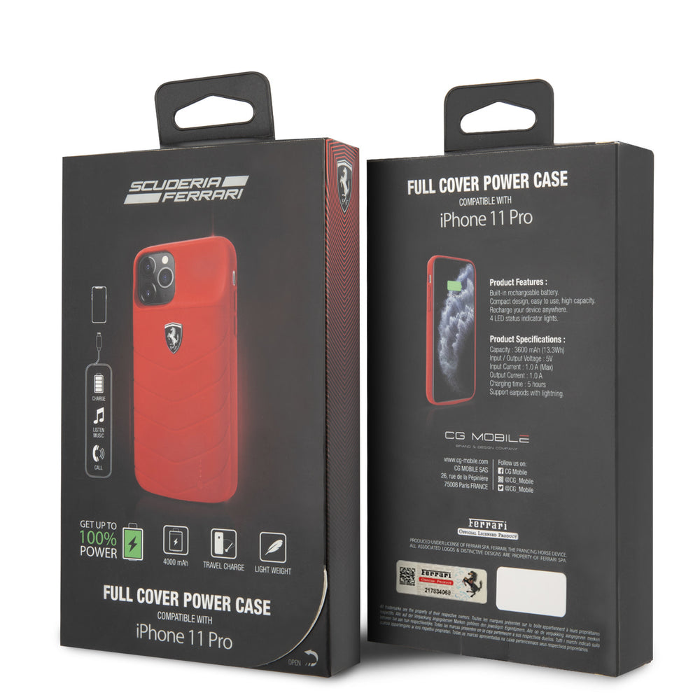 Ferrari iPhone 11 Pro full cover power case lichtgewicht - Rood-Powerbank-Ilumina Benelux