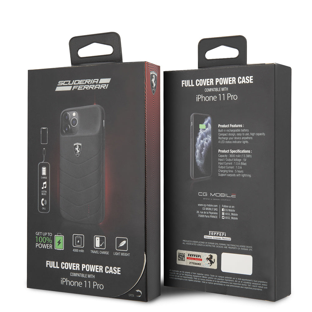 Ferrari iPhone 11 Pro full cover power case lichtgewicht - Zwart-Powerbank-Ilumina Benelux