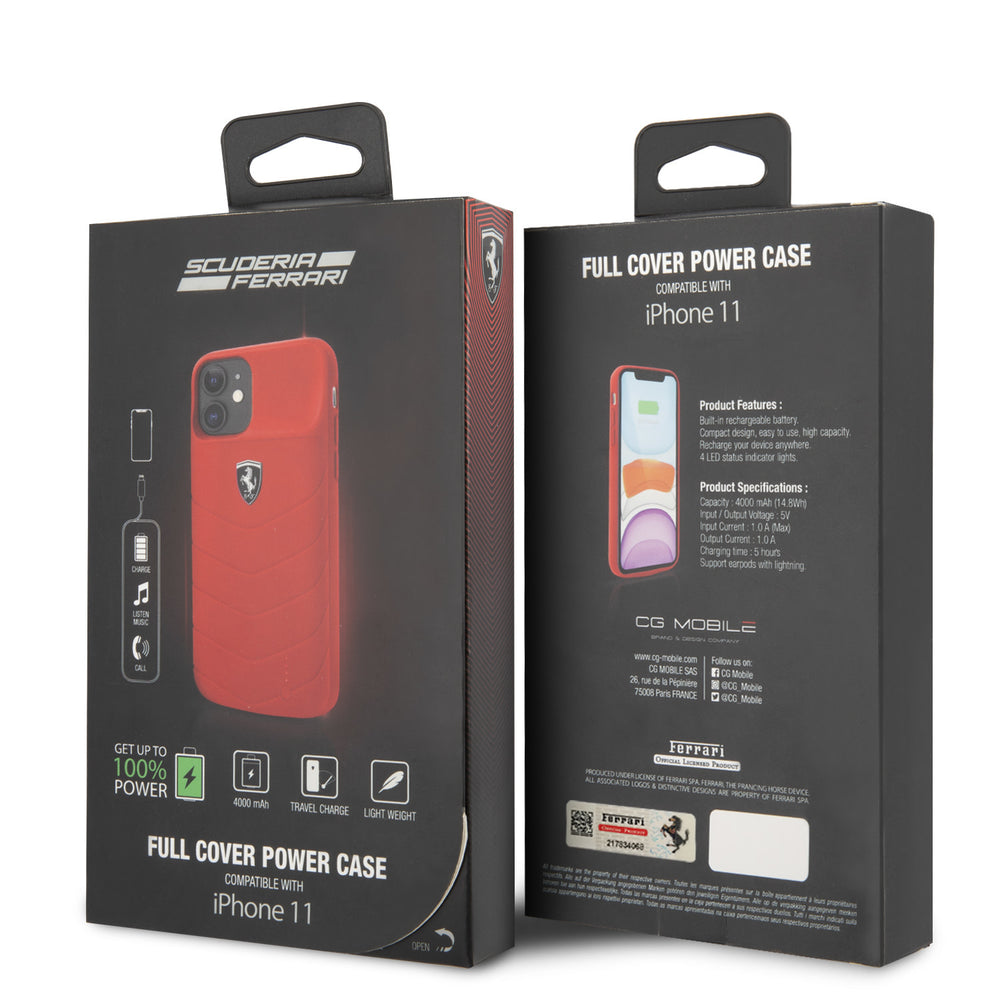 Ferrari iPhone 11 full cover power case lichtgewicht - Rood-Powerbank-Ilumina Benelux