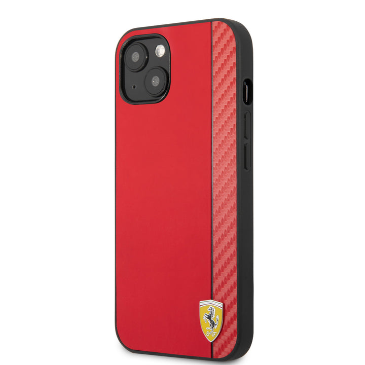 Ferrari iPhone 13 & 14 Hardcase Backcover - Carbon - Rood-Hoesjes-Ilumina Benelux