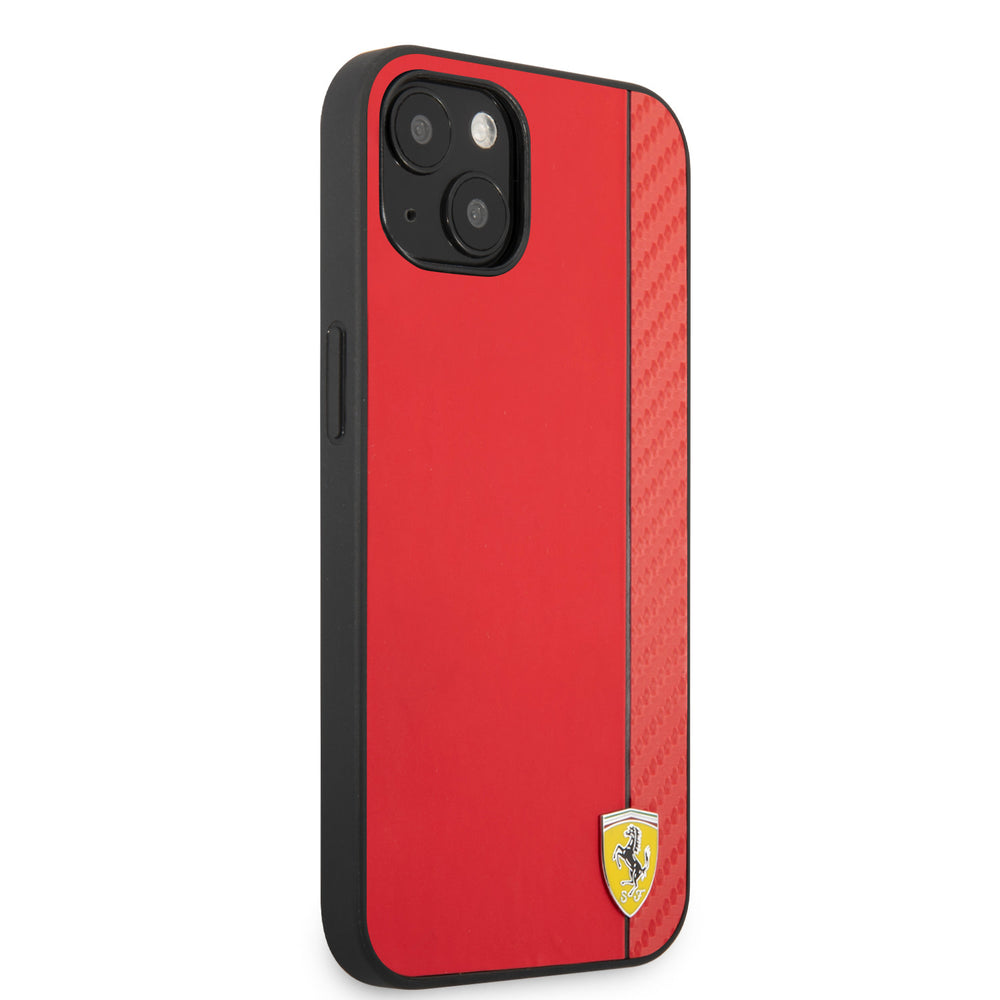 Ferrari iPhone 13 & 14 Hardcase Backcover - Carbon - Rood-Hoesjes-Ilumina Benelux