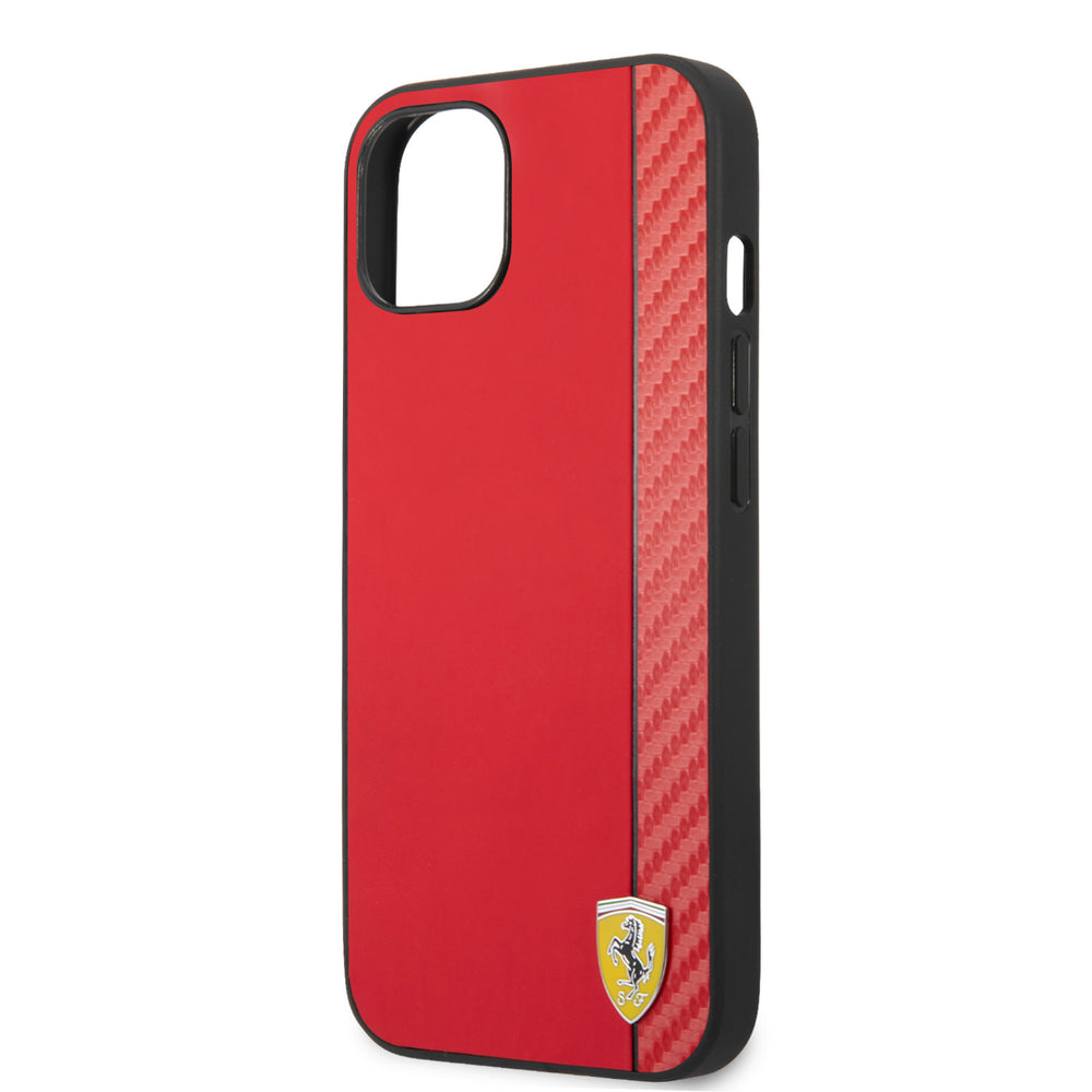 Ferrari iPhone 13 & 14 Hardcase Backcover - Carbon - Rood-Hoesjes-Ilumina Benelux
