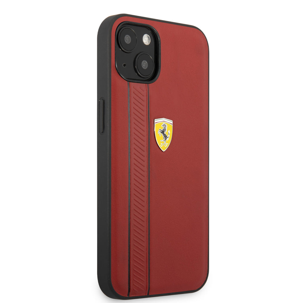 Ferrari iPhone 13 & 14 Hardcase Backcover - Debossed Stripes - Rood-Hoesjes-Ilumina Benelux