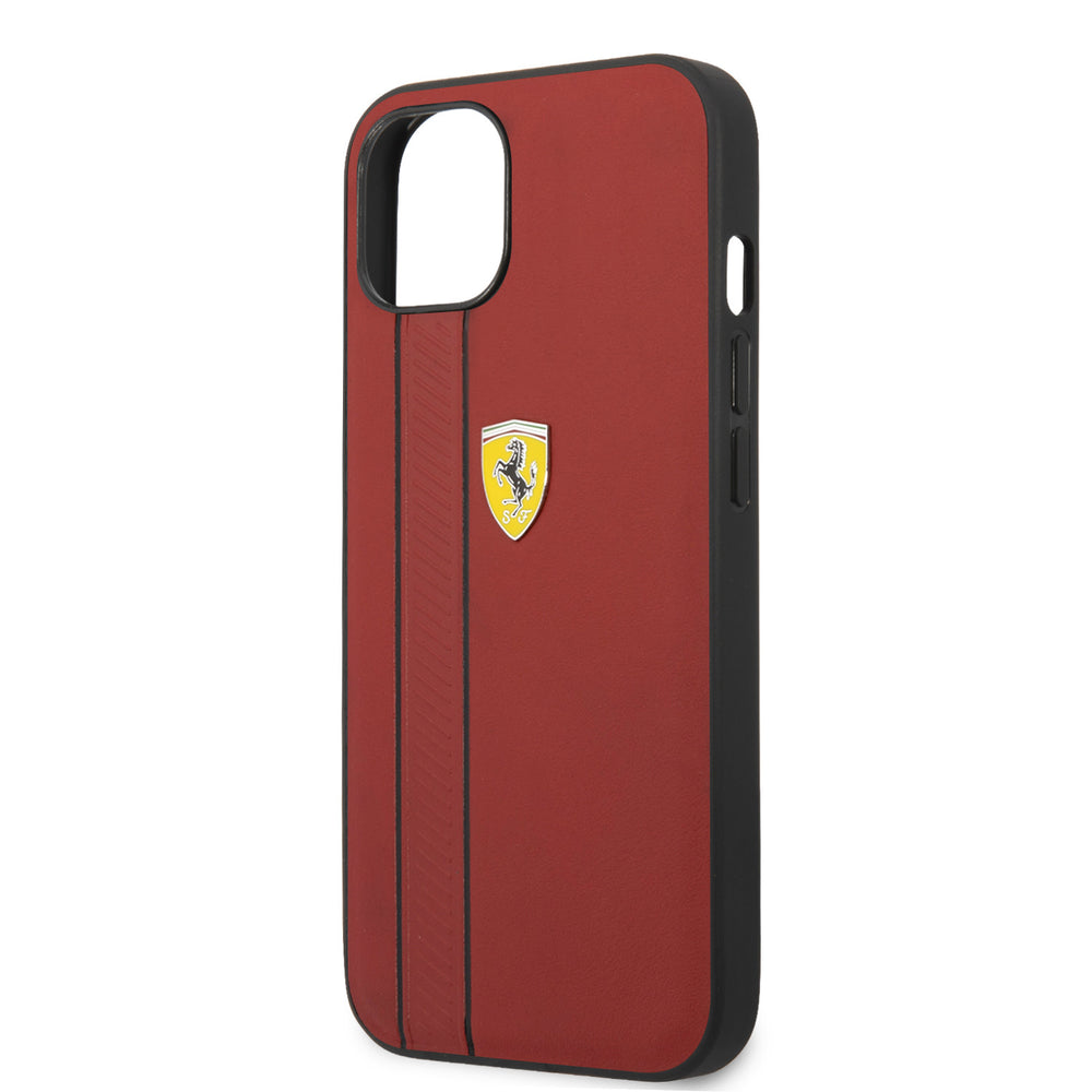 Ferrari iPhone 13 & 14 Hardcase Backcover - Debossed Stripes - Rood-Hoesjes-Ilumina Benelux