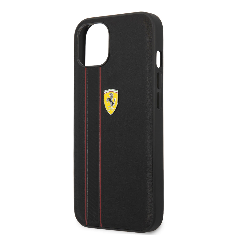 Ferrari iPhone 13 & 14 Hardcase Backcover - Debossed Stripes - Zwart-Hoesjes-Ilumina Benelux