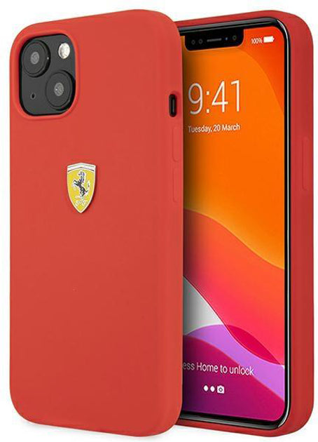 Ferrari iPhone 13 Backcover hoesje Metal Logo - Rood-Hoesjes-Ilumina Benelux