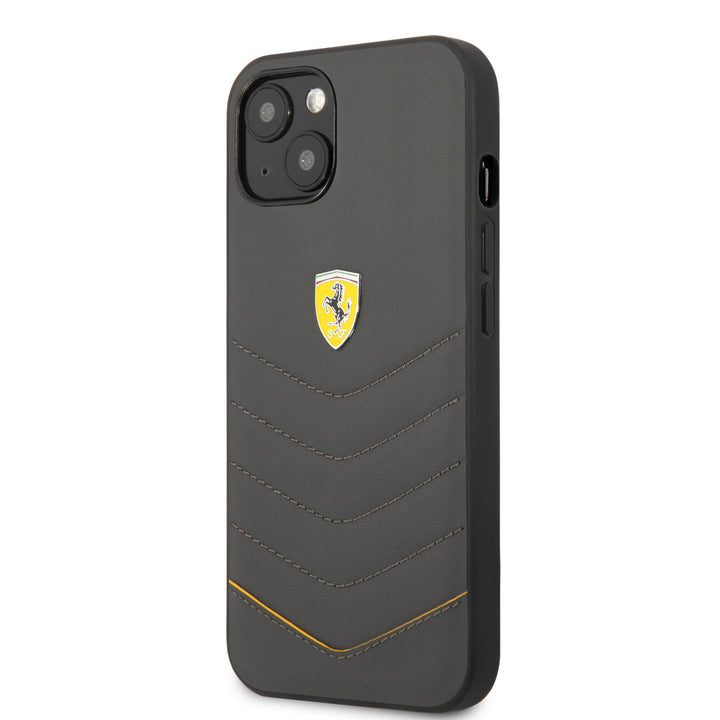 Ferrari iPhone 13 Backcover hoesje Quilted - Geel-Hoesjes-Ilumina Benelux