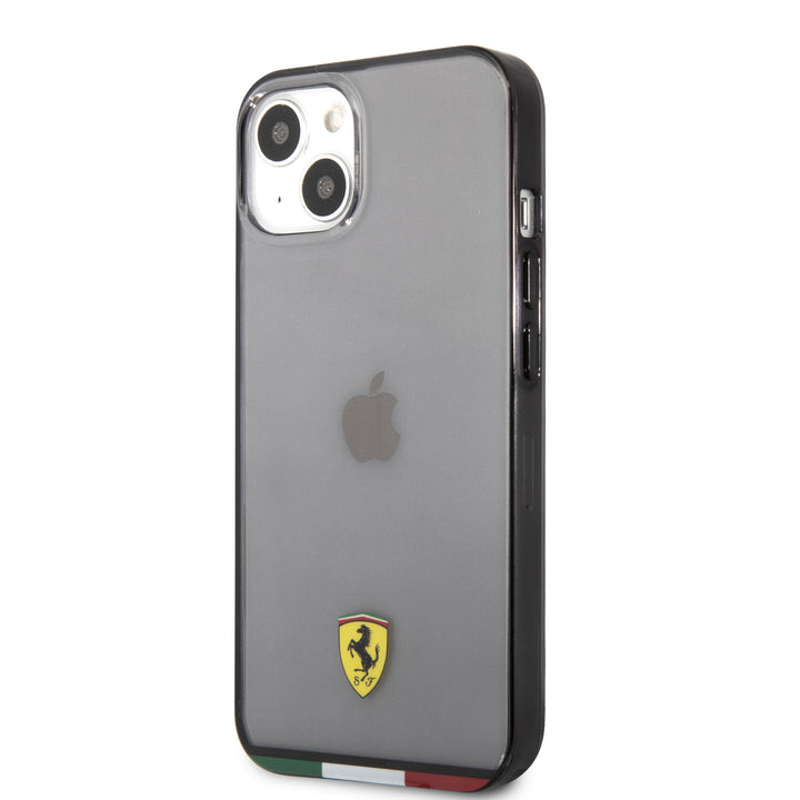 Ferrari iPhone 13 Mini Hardcase Backcover - Italia - Transparent Outline - Zwart-Hoesjes-Ilumina Benelux