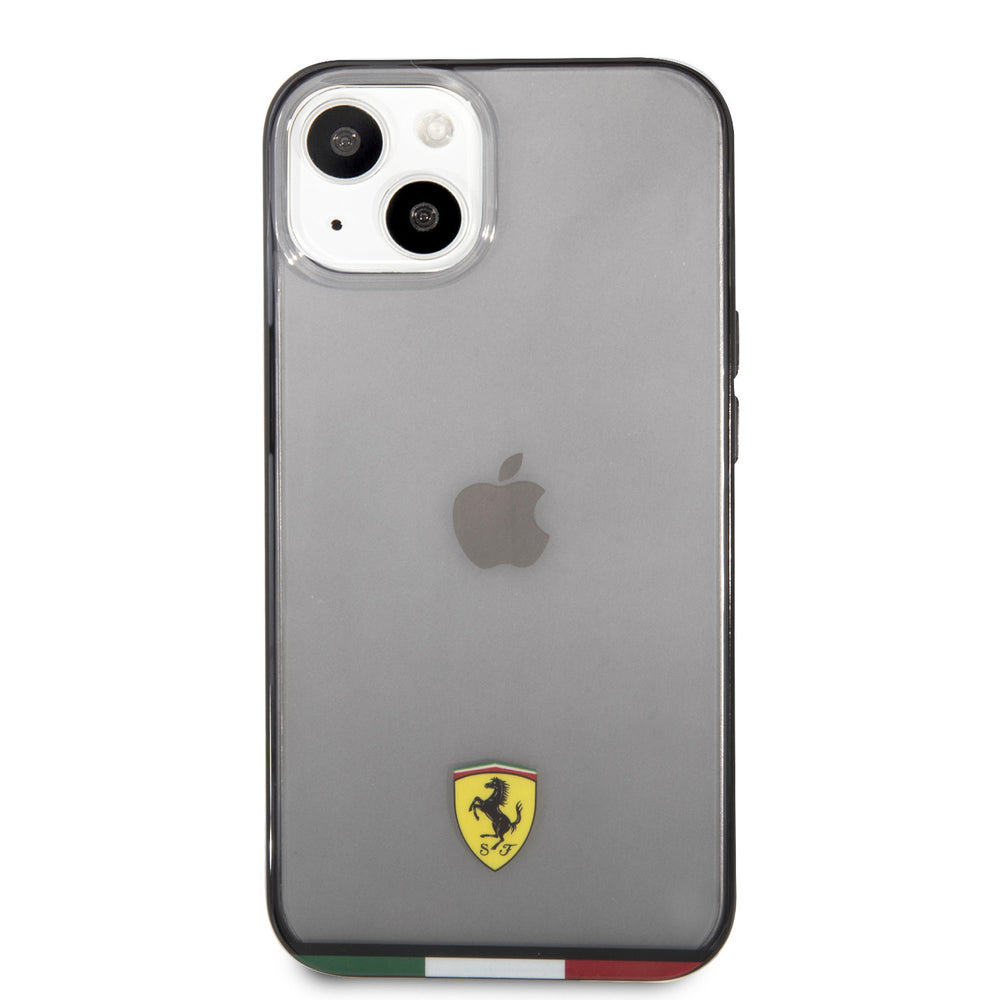 Ferrari iPhone 13 Mini Hardcase Backcover - Italia - Transparent Outline - Zwart-Hoesjes-Ilumina Benelux