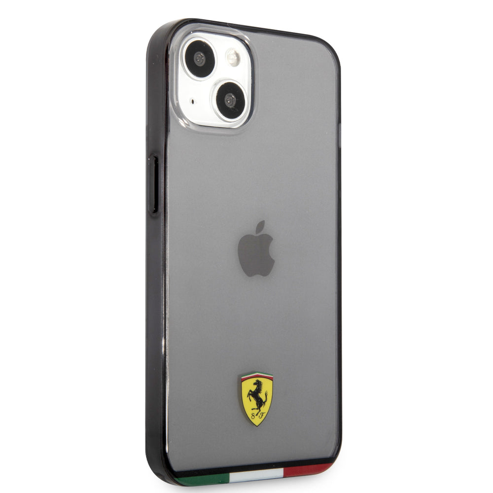 Ferrari iPhone 13 Mini Hardcase Backcover - Italia - Transparent Outline - Zwart-Hoesjes-Ilumina Benelux