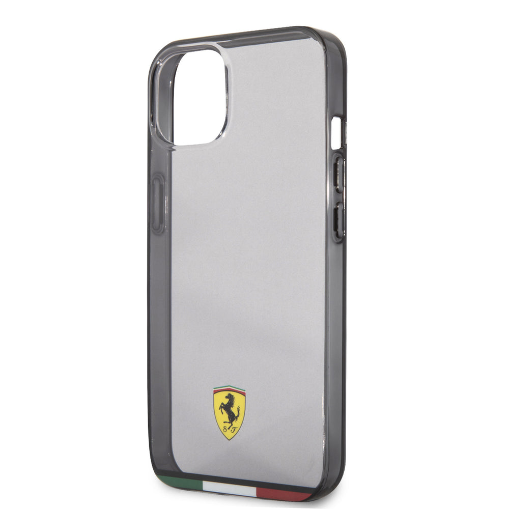 Ferrari iPhone 13 Mini Hardcase Backcover - Italia - Transparent Outline - Zwart-Hoesjes-Ilumina Benelux