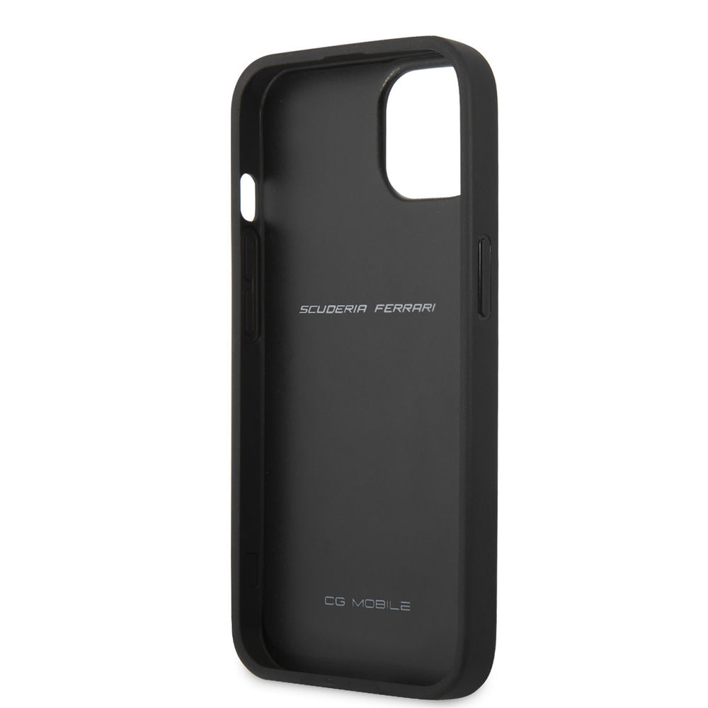 Ferrari iPhone 13 Mini Hardcase Backcover hoesje - Debossed Black Stripes - Rood-Hoesjes-Ilumina Benelux
