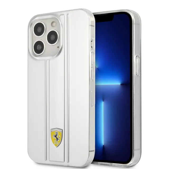 Ferrari iPhone 13 Pro Backcover hoesje 3D Stripes - Zilver-Hoesjes-Ilumina Benelux