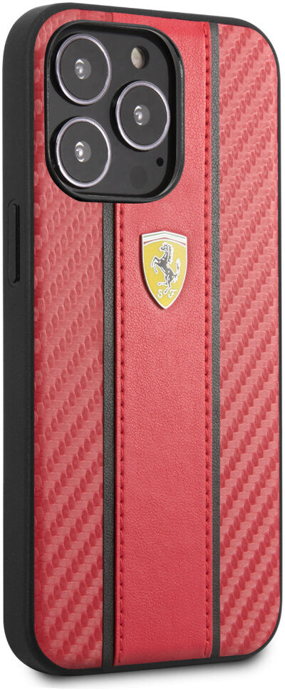 Ferrari iPhone 13 Pro Backcover hoesje Central Stripe - Rood-Hoesjes-Ilumina Benelux