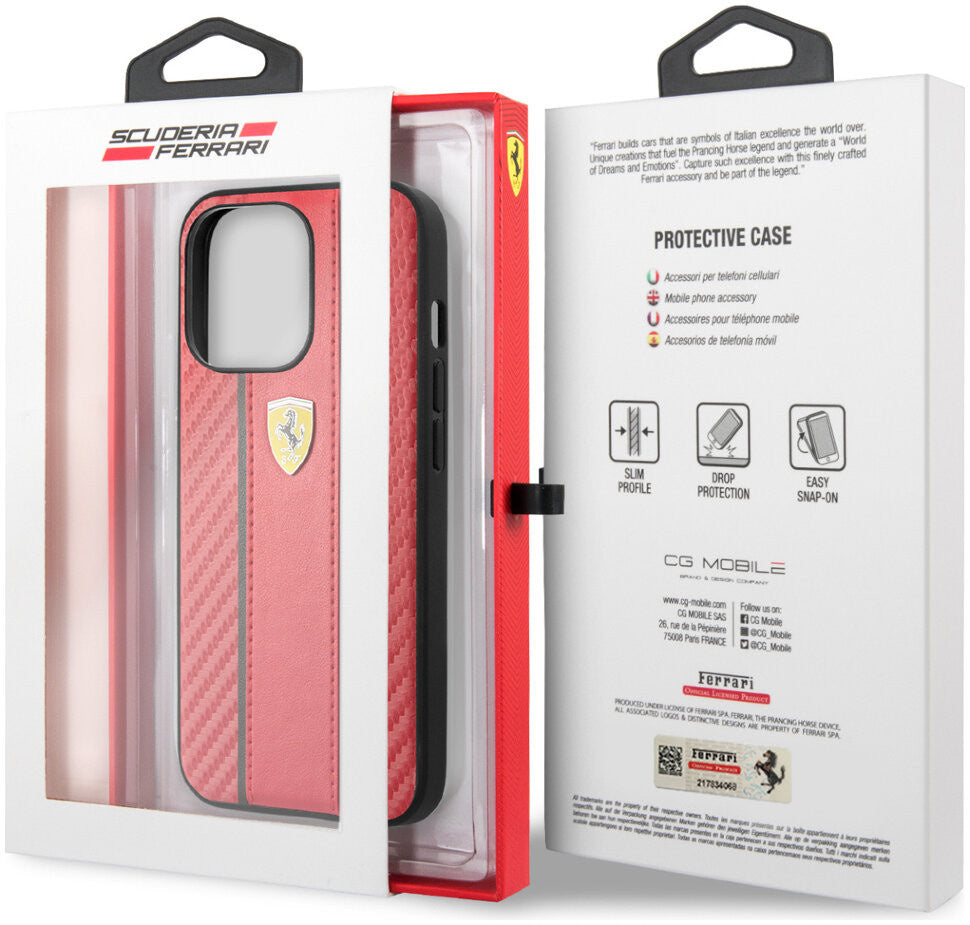 Ferrari iPhone 13 Pro Backcover hoesje Central Stripe - Rood-Hoesjes-Ilumina Benelux