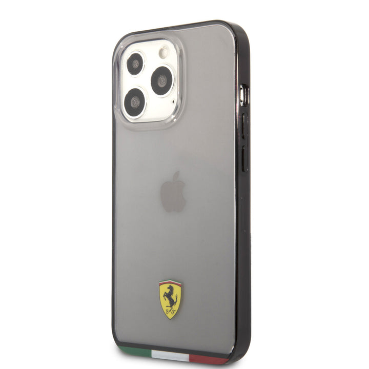 Ferrari iPhone 13 Pro Backcover hoesje - Italia Stripe - Black edges - Transparant-Hoesjes-Ilumina Benelux