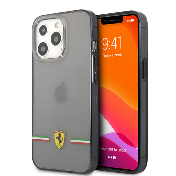 Ferrari iPhone 13 Pro Backcover hoesje - Italia Wings - Black edges - Transparant-Hoesjes-Ilumina Benelux