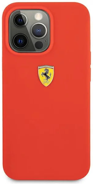 Ferrari iPhone 13 Pro Backcover hoesje Metal Logo - Rood-Hoesjes-Ilumina Benelux