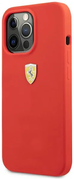 Ferrari iPhone 13 Pro Backcover hoesje Metal Logo - Rood-Hoesjes-Ilumina Benelux