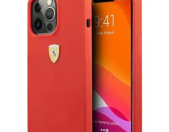 Ferrari iPhone 13 Pro Backcover hoesje Metal Logo - Rood-Hoesjes-Ilumina Benelux