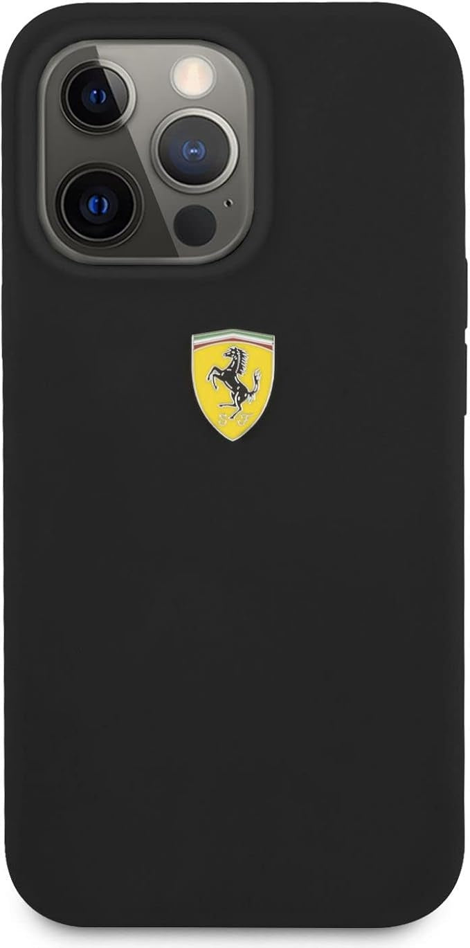 Ferrari iPhone 13 Pro Backcover hoesje Metal Logo - Zwart-Hoesjes-Ilumina Benelux