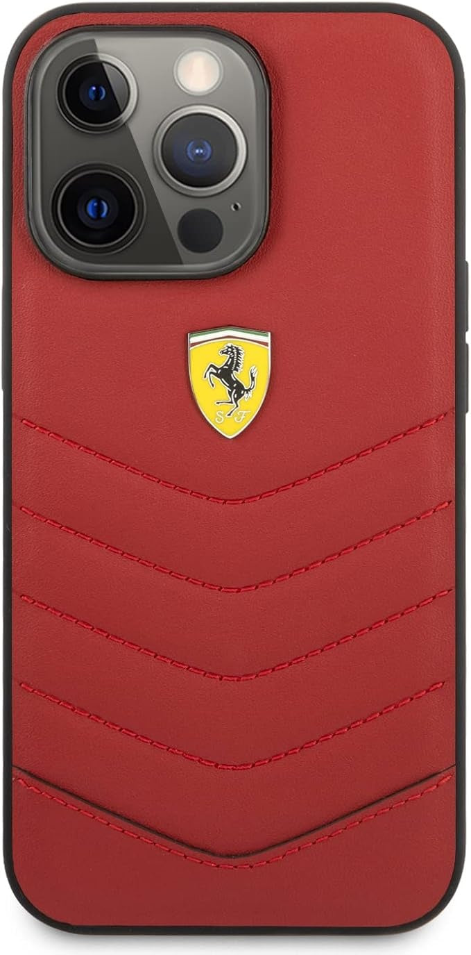 Ferrari iPhone 13 Pro Backcover hoesje Quilted - Rood-Hoesjes-Ilumina Benelux