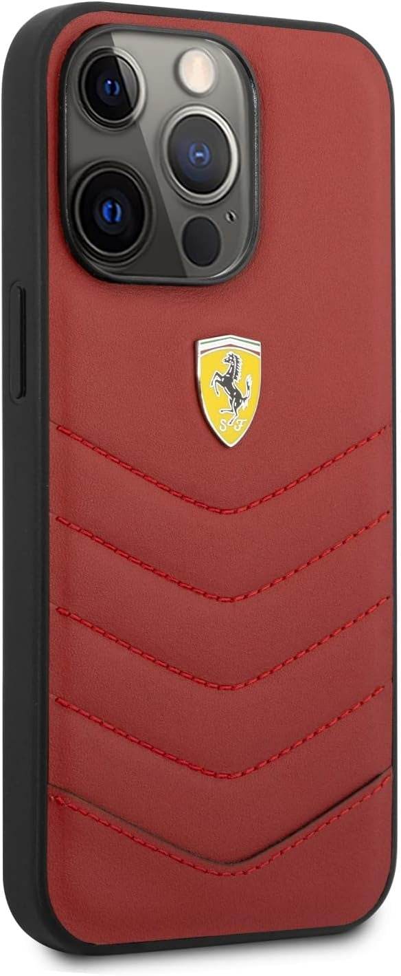 Ferrari iPhone 13 Pro Backcover hoesje Quilted - Rood-Hoesjes-Ilumina Benelux