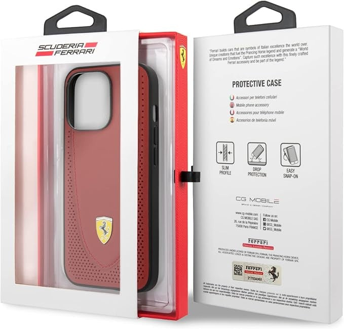 Ferrari iPhone 13 Pro Backcover hoesje Stiched - Rood-Hoesjes-Ilumina Benelux