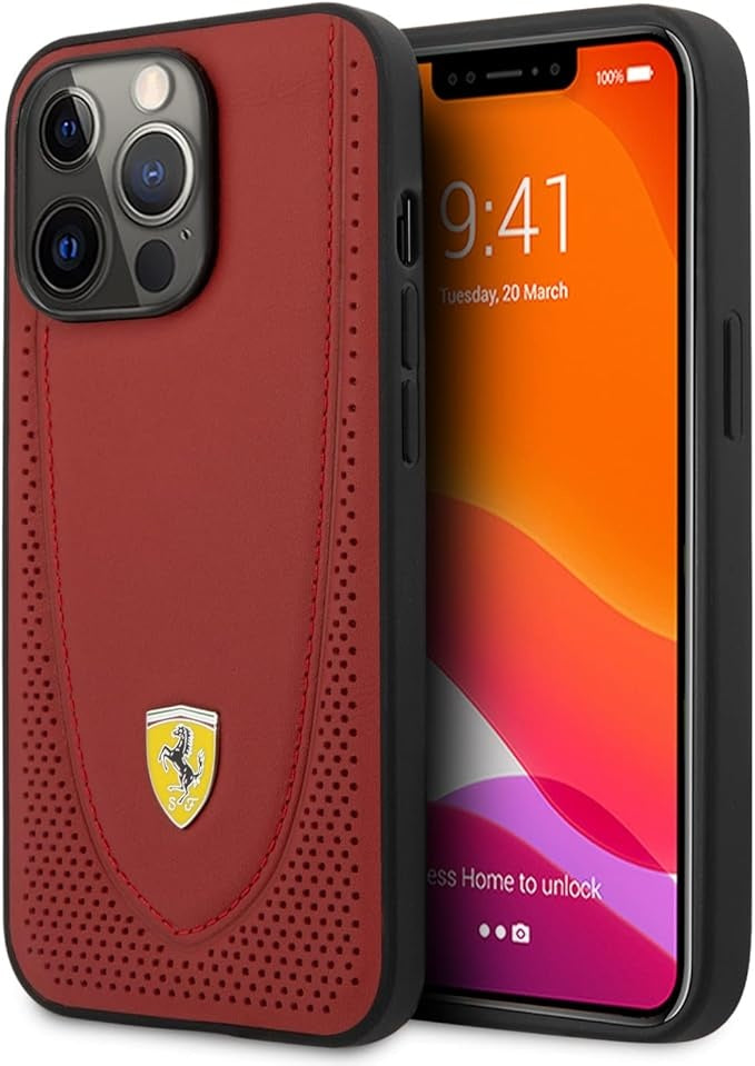 Ferrari iPhone 13 Pro Backcover hoesje Stiched - Rood-Hoesjes-Ilumina Benelux