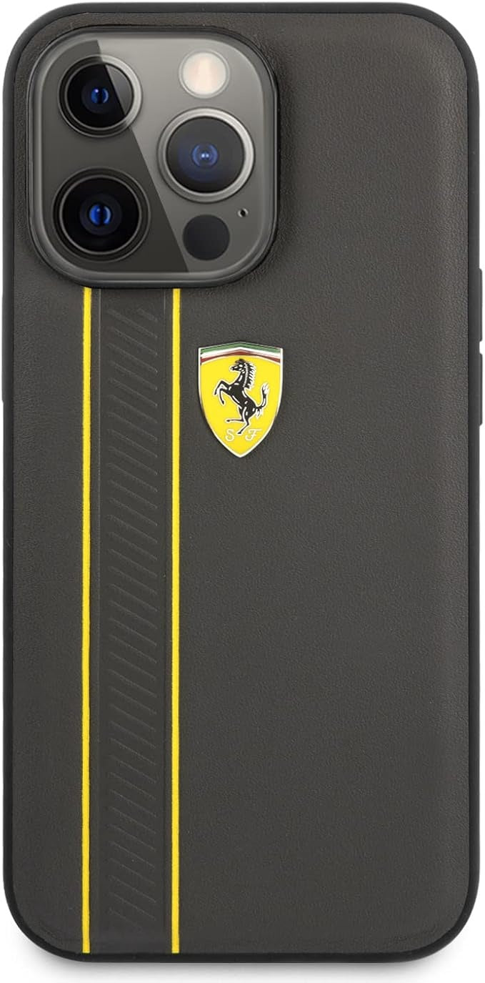 Ferrari iPhone 13 Pro Backcover hoesje Stripes - Geel-Hoesjes-Ilumina Benelux