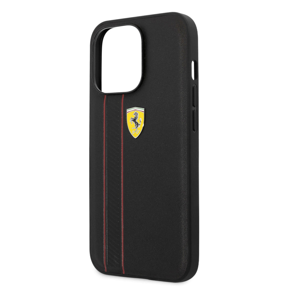 Ferrari iPhone 13 Pro Hardcase Backcover - Debossed Stripes - Zwart-Hoesjes-Ilumina Benelux