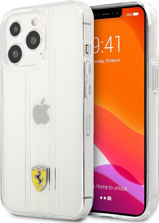 Ferrari iPhone 13 Pro Max Backcover hoesje 3D Stripes - Transparant-Hoesjes-Ilumina Benelux