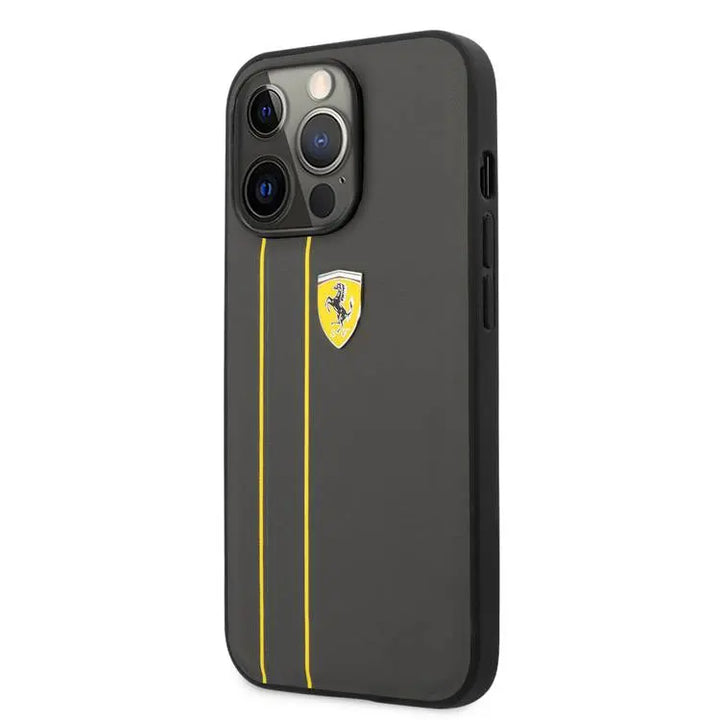 Ferrari iPhone 13 Pro Max Backcover hoesje Lines Grey - Geel-Hoesjes-Ilumina Benelux