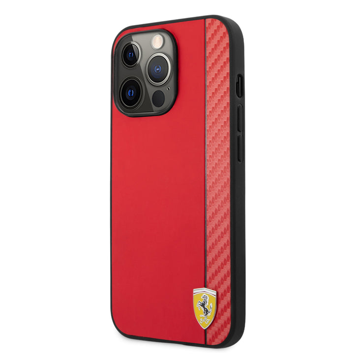 Ferrari iPhone 13 Pro Max Hardcase Backcover - Carbon - Rood-Hoesjes-Ilumina Benelux