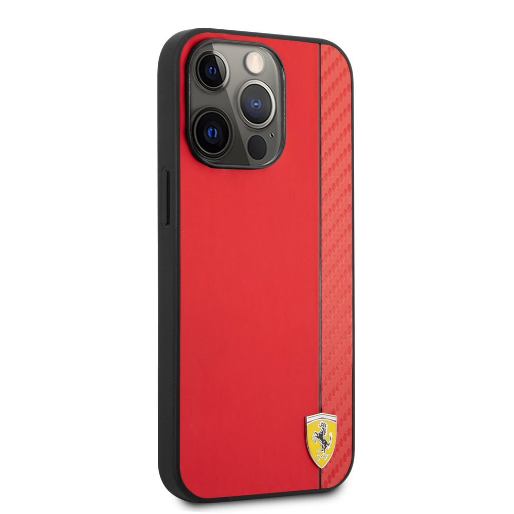 Ferrari iPhone 13 Pro Max Hardcase Backcover - Carbon - Rood-Hoesjes-Ilumina Benelux