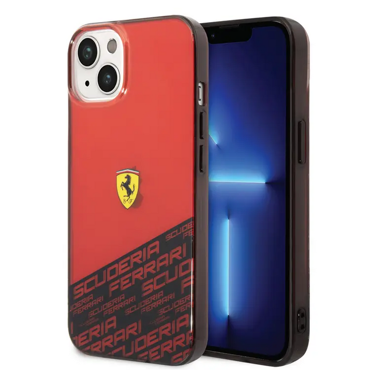 Ferrari iPhone 14 & 13 Backcover hoesje - Bottom Scuderia Allover - Rood-Hoesjes-Ilumina Benelux