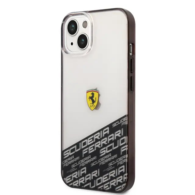Ferrari iPhone 14 & 13 Backcover hoesje - Bottom Scuderia Allover - Zilver-Hoesjes-Ilumina Benelux