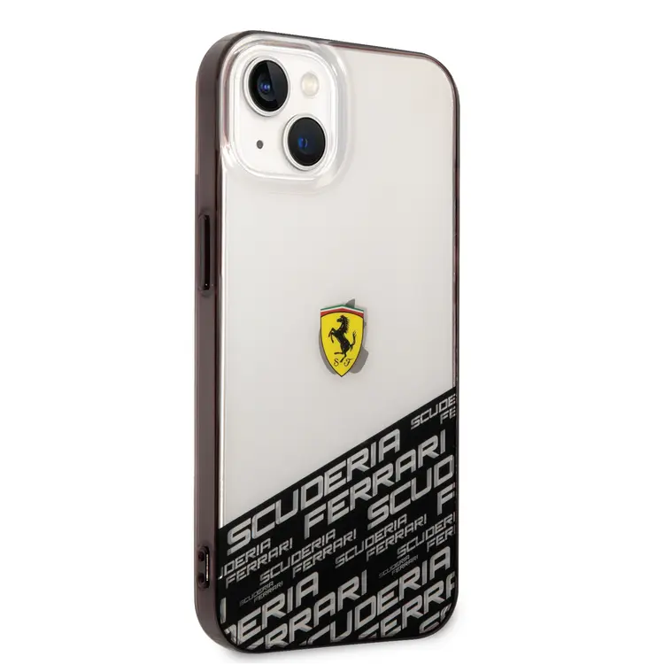 Ferrari iPhone 14 & 13 Backcover hoesje - Bottom Scuderia Allover - Zilver-Hoesjes-Ilumina Benelux