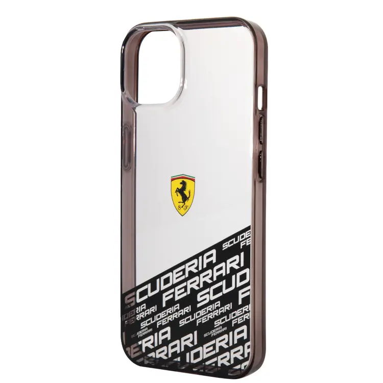 Ferrari iPhone 14 & 13 Backcover hoesje - Bottom Scuderia Allover - Zilver-Hoesjes-Ilumina Benelux