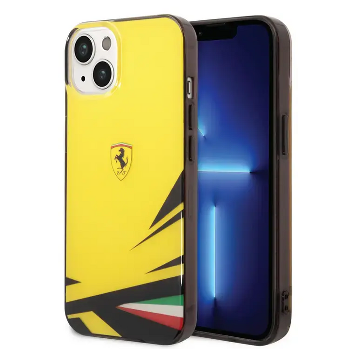 Ferrari iPhone 14 & 13 Backcover hoesje - Double Layer Print - Geel-Hoesjes-Ilumina Benelux