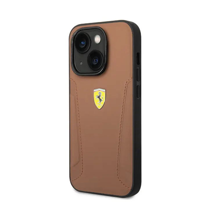 Ferrari iPhone 14 & 13 Backcover hoesje - Hot Stamped Sides - Camel-Hoesjes-Ilumina Benelux