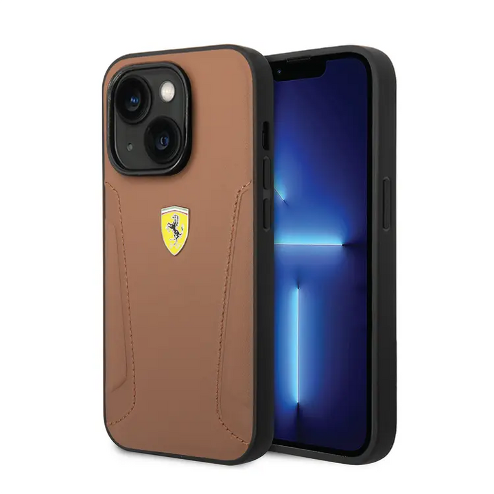 Ferrari iPhone 14 & 13 Backcover hoesje - Hot Stamped Sides - Camel-Hoesjes-Ilumina Benelux